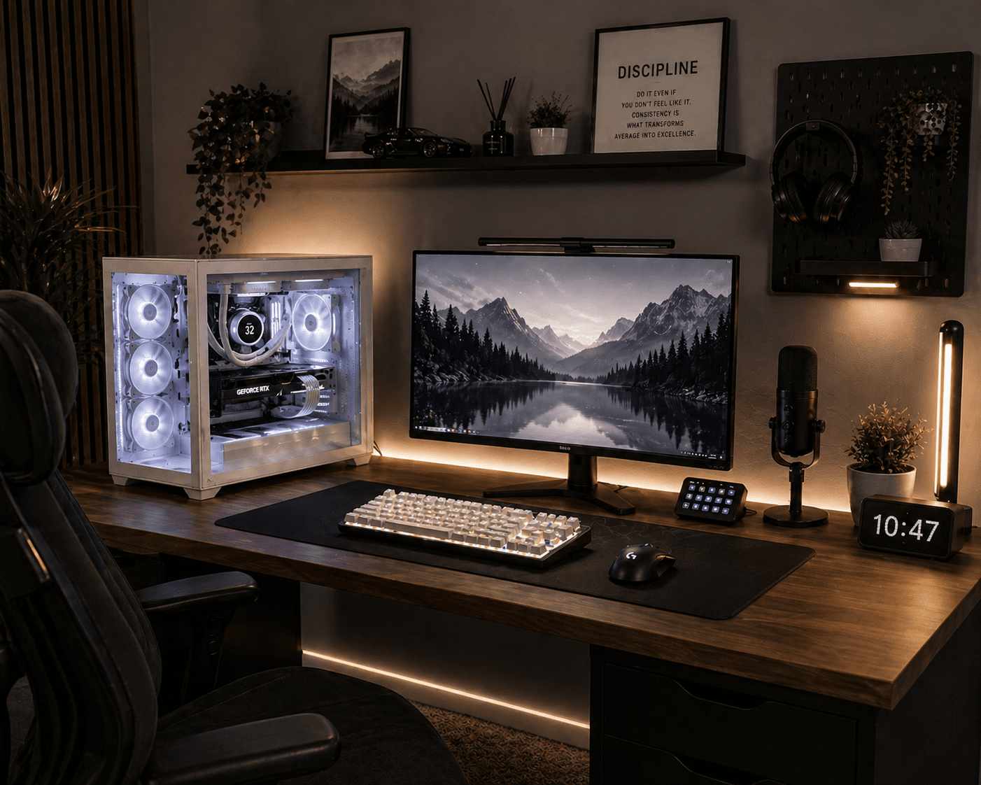 Premium home office and PC setup service in Orlando with organized desk, clean cable management, workstation equipment, and professional tech integration