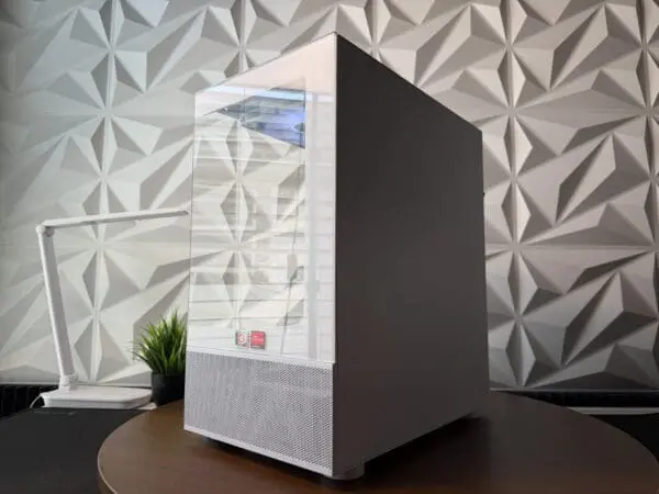 DKBPC Starter PC Image 6 DKBPC Starter PC top-front angle highlighting the tempered glass design
