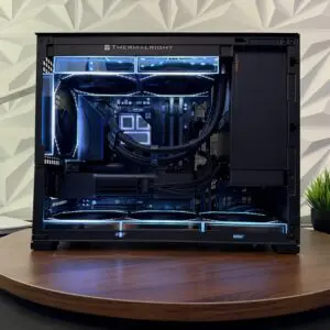 Interior of the DKBPC Performance PC showing cable management and RGB lighting.