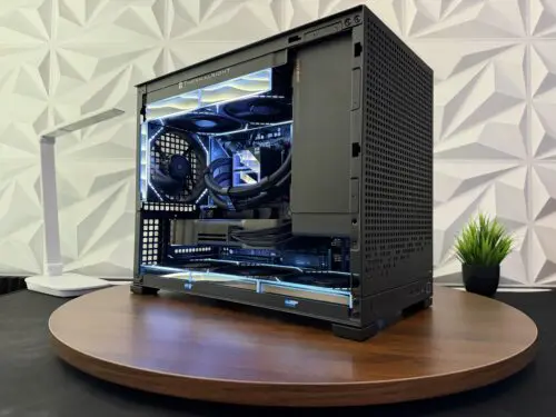 Side view of the DKBPC Performance PC gaming desktop.